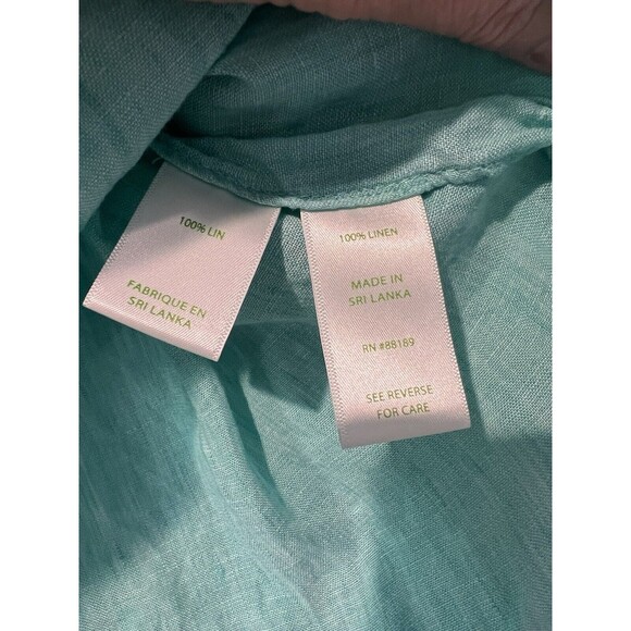 Lily Pulitzer Deanna Linen Popover Resort Collared Green Button Up Size 4 - Picture 7 of 7